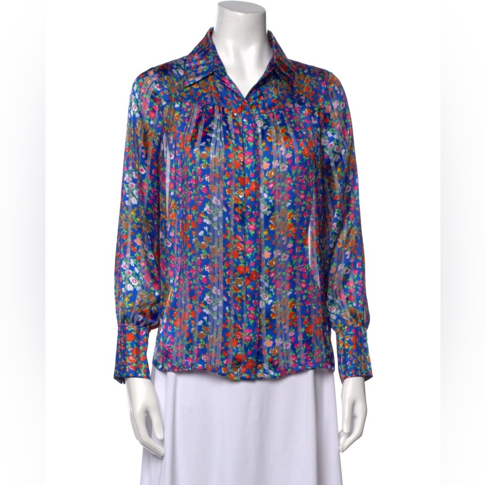 Ba&Sh Rive Blue Button Down Blouse - Picture 4 of 10